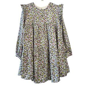 MAYORAL Stella Floral Dress Girls 6 116cm Mauve Ruffled Shoulders Long Sleeve
